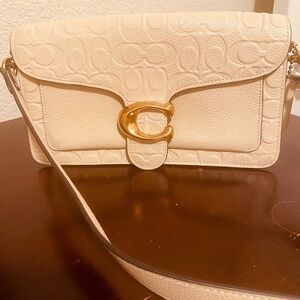 Coach Beige Crossbody Bag with Gold Accent
